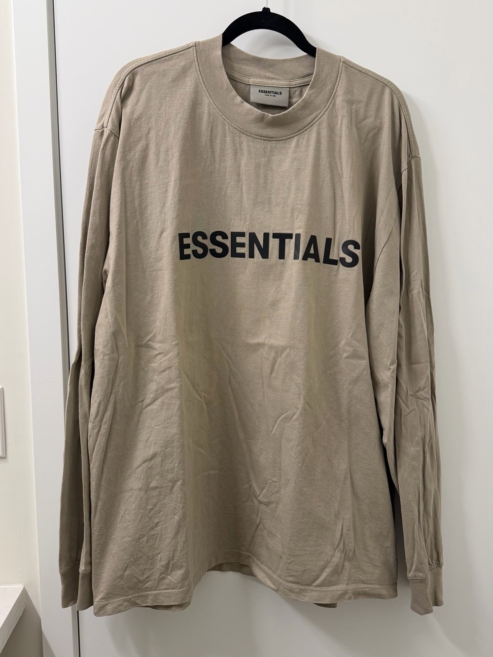 Essentials Long Sleeve Logo Tee - Taupe